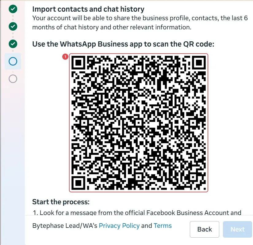 Import contacts and chat history: the QR code to scan with the WhatsApp Business app (1)